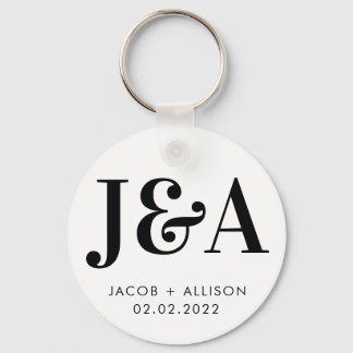 monogram elegant chocolate wedding favour classic key ring