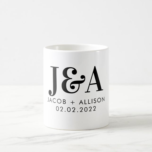 monogram elegant chocolate wedding favour coffee mug (Center)