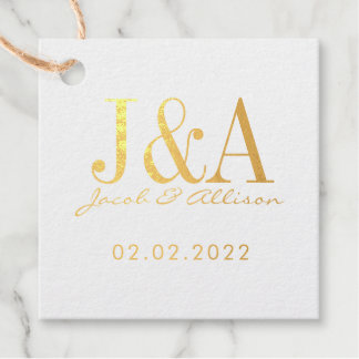 monogram elegant chocolate wedding favour tags