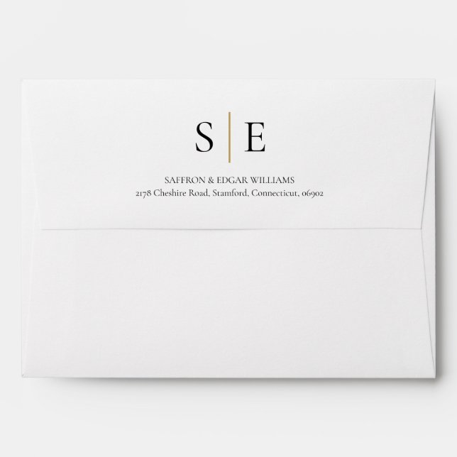 Monogram Elegant Classic Gold Return Address  Envelope (Back (Top Flap))