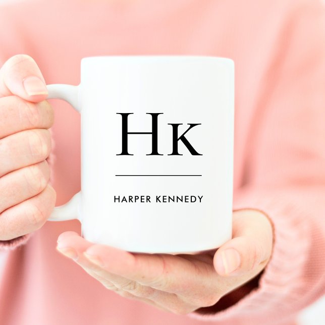 Monogram Elegant Classic Personalised Initial Name Coffee Mug (Creator Uploaded)