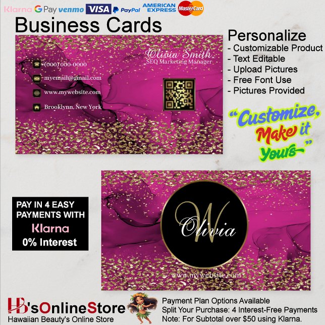 Monogram Elegant Classy Pink Gold QR Code Business Card (Monogram Elegant Classy Pink Gold QR Code Business Card 38.)