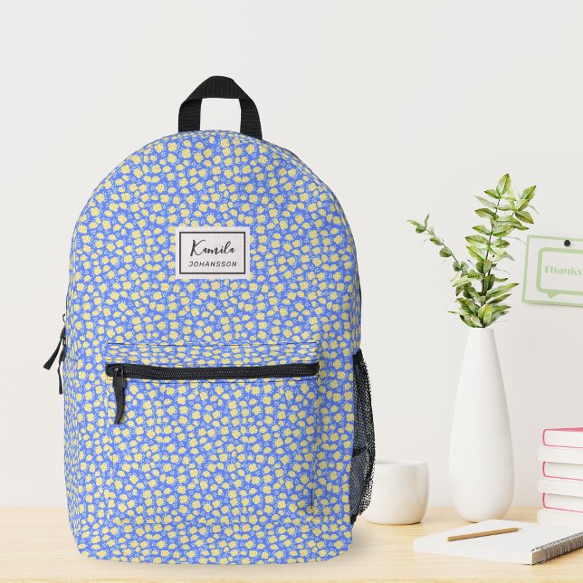 Monogram Elegant Coquette Yellow Floral  Printed Backpack (Creator Uploaded)