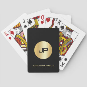Monogram Elegant Custom Template Black And Gold Playing Cards