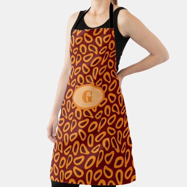  Monogram Elegant Customise Papaya Pattern  Apron (Insitu)