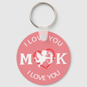 monogram elegant cute valentine, Sweet for couple Key Ring