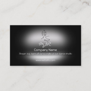 Monogram Elegant Dancers Logo, metallic-effect Business Card