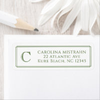 Monogram Elegant Dark Green Border Stationery