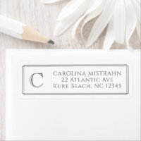 Monogram Elegant Dark Grey Border Stationery