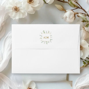 Monogram Elegant Eucalyptus Envelope