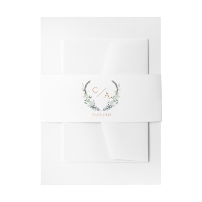 Monogram Elegant Eucalyptus  Invitation Belly Band (Front Example)