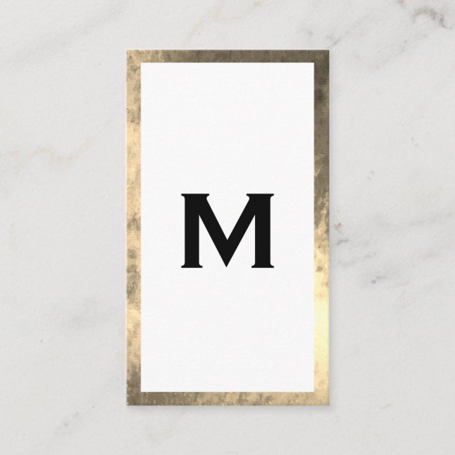 Monogram Elegant Faux Golden Border Business Card (Front)