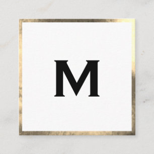Monogram Elegant Faux Golden Border Square Business Card