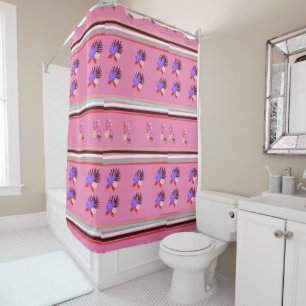 Monogram Elegant Floral and striped Shower Curtain