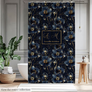 Monogram Elegant Floral Custom Shower Look Shower Curtain