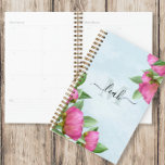 Monogram Elegant Floral Vintage Pretty Pink Peony Planner<br><div class="desc">This design features a modern girly elegant trendy,  stylish vintage floral rose peony,  chic monogrammed monogram peonies,  watercolor flowers pink colourful cute,  classy simple minimalist garden,  elegant script calligraphy typography,  pretty beautiful feminine romantic,  a spring summer flower bouquet,  laura Lacina,  a calendar organisation home office school</div>
