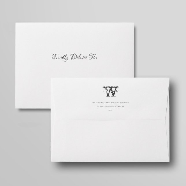 Monogram elegant formal vintage wedding envelope (Creator Uploaded)