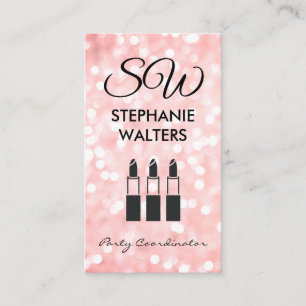 Monogram Elegant Glitter (Pink) Glamour Lipstick Business Card