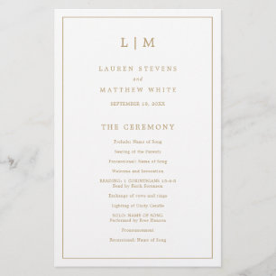 Monogram Elegant Gold Budget Wedding Program Flyer