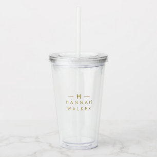 Monogram Elegant Gold Modern Minimalist Acrylic Tumbler