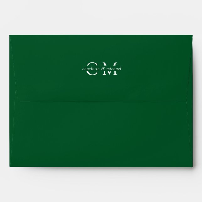 Monogram Elegant Green Envelope (Back (Top Flap))