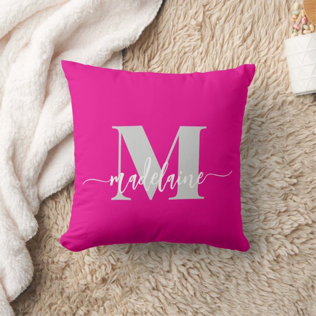 Monogram Elegant Hot Pink Personal Cushion (Blanket)