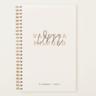Monogram Elegant Ivory Cream Modern Minimalist Planner