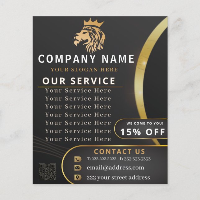 Monogram Elegant Lion Logo  Flyer (Front)