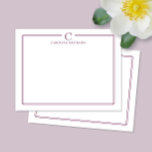 Monogram Elegant Maroon Wine Border Stationery Card<br><div class="desc">This design features a thin double border with space for a monogram and name and coordinating back design. Click the customize button if you would like to adjust the design elements and/or further modify the text! Variations of this design, additional colors, as well as coordinating products are available in our...</div>
