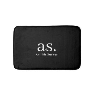 Monogram Elegant Minimal Black and White Classic Bath Mat