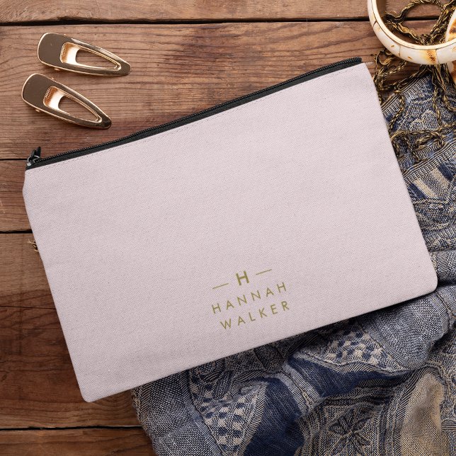 Monogram Elegant Minimal Blush Pink and Gold Accessory Pouch (Creator Uploaded)