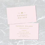 Monogram Elegant Minimal Blush Pink and Gold Business Card<br><div class="desc">A simple stylish custom monogram design in a gold modern minimalist typography on an elegant pastel blush pink background. The monogram initials and name can easily be personalised along with the feature line to make a design as unique as you are! The perfect bespoke gift or accessory for any occasion....</div>