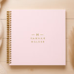 Monogram Elegant Minimal Blush Pink and Gold Notebook<br><div class="desc">A simple stylish custom monogram design in a gold modern minimalist typography on an elegant pastel blush pink background. The monogram initials and name can easily be personalised along with the feature line to make a design as unique as you are! The perfect bespoke gift or accessory for any occasion....</div>