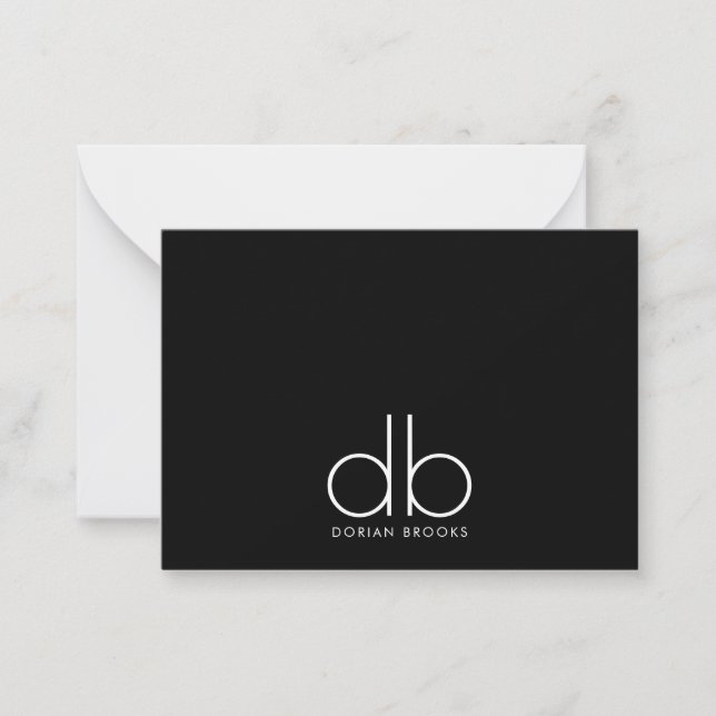Monogram Elegant Minimal Classic Modern Black Card (Front)