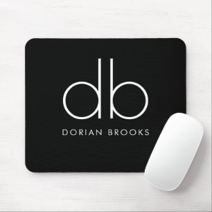 Monogram Elegant Minimal Classic Modern Black Mouse Mat