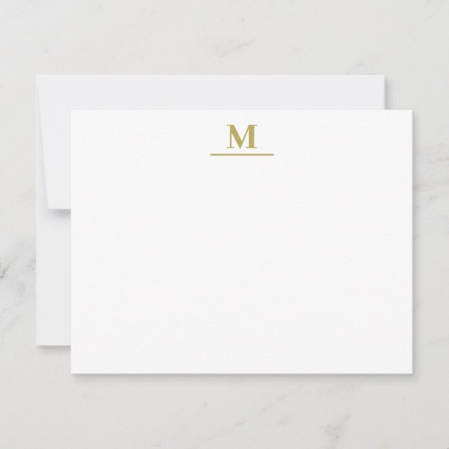 Monogram Elegant Minimal Modern Flat Note Card (Front)