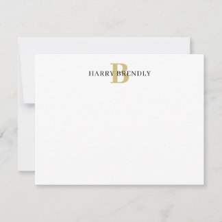 Monogram Elegant Minimal Stylish Flat Note Card