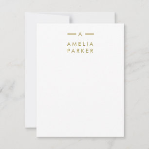 Monogram Elegant Minimal White Flat Note Cards
