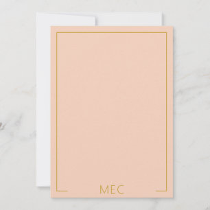 Monogram Elegant Minimalist Peach Rose & Gold Card
