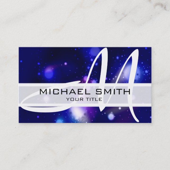 Monogram Elegant Modern Galaxy Business Card (Front)