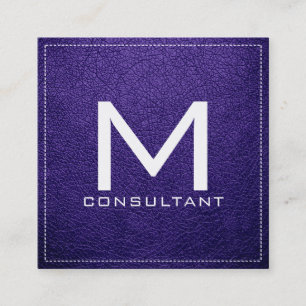 Monogram Elegant Modern Magenta Violet Leather Square Business Card