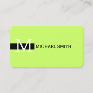 Monogram Elegant Modern Moon Green & Black Business Card