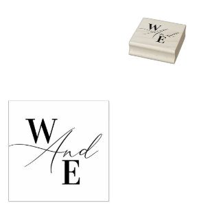 Monogram Elegant Modern Script Rubber Stamp