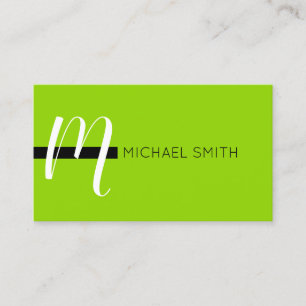 Monogram Elegant Modern Sheen Green and Black Business Card