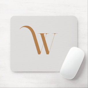 Monogram Elegant Modern Soft Brown Initial Mouse Mat