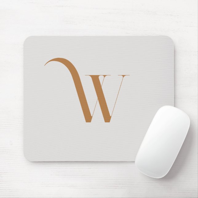 Monogram Elegant Modern Soft Brown Initial Mouse Mat (With Mouse)