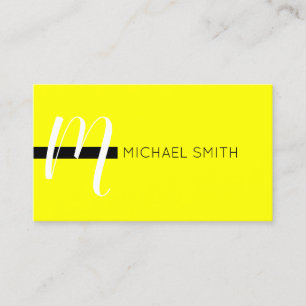 Monogram Elegant Modern Yellow and Black Business Card