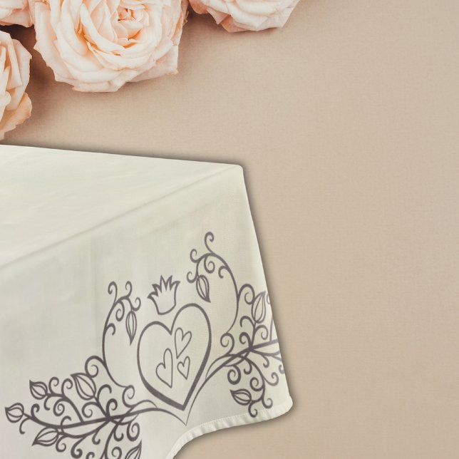 Monogram Elegant Mother-of-Pearl Peach Med Wedding Tablecloth (Creator Uploaded)