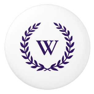 Monogram Elegant Navy Blue White Ceramic Knob