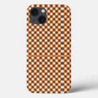 Monogram Elegant Orange White Plaid Gingham
